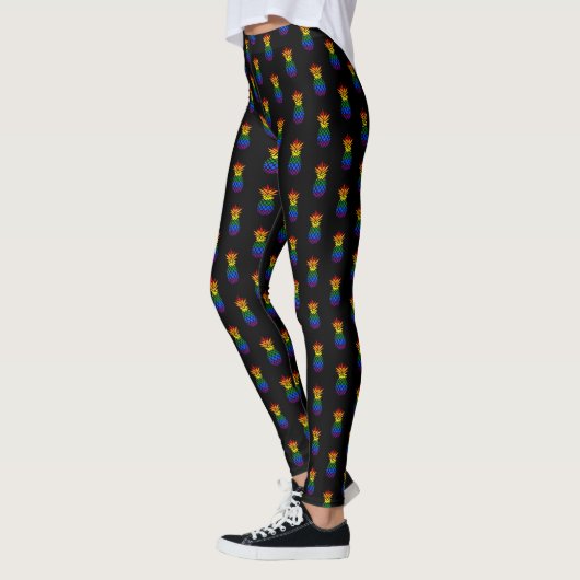 Leggings Black | Motif arc-en-ciel Pride Ananas (Gauche)