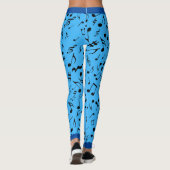 Leggings Black Music Notes on Blue (ou Your Col) (Dos)