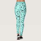 Leggings Black Music Notes on Green (ou Your Col) (Dos)