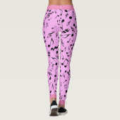 Leggings Black Music Notes on Pink (ou Your Col) (Dos)