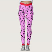Leggings Black Music Notes on Pink (ou Your Col) (Devant)
