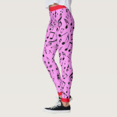 Leggings Black Music Notes on Pink (ou Your Col) (Gauche)