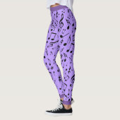 Leggings Black Music Notes on Purple (ou Your Col) (Gauche)