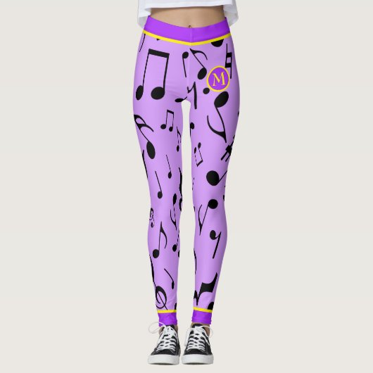 Leggings Black Music Notes violet (Devant)