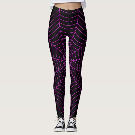 Leggings Black neon rose chaud toile d'araignée Halloween m (Devant)