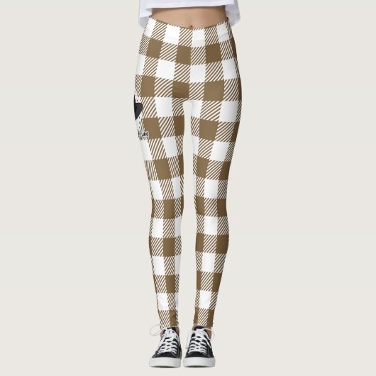 Leggings Black Pilgrim Hat on Brown Plaid - Thanksgiving (Devant)