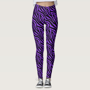 Leggings Black Purple Zebra Imprimer les légendes Motifs