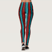 Leggings Black Red Blue Stripes Pattern   (Dos)