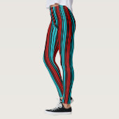 Leggings Black Red Blue Stripes Pattern   (Gauche)