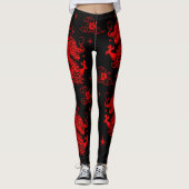 Leggings Black Red Dragon chinois Lunaire Nouvel An moderne (Devant)