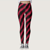 Leggings Black Red Glitch Cyber Diagonal Stripe (Devant)