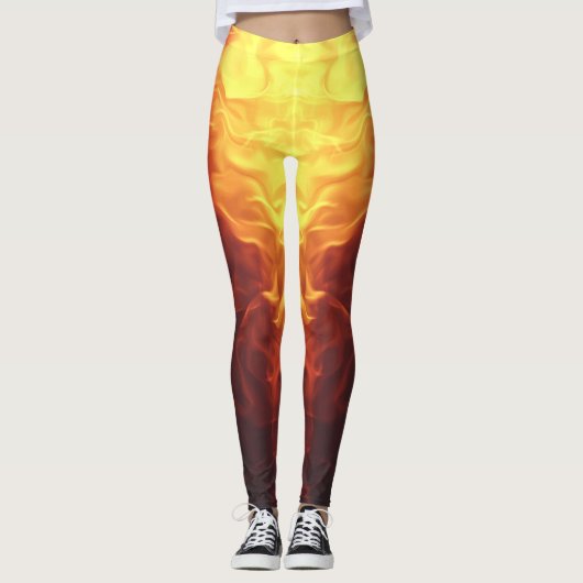 Leggings Black Red Yellow Ombre Flames (Devant)
