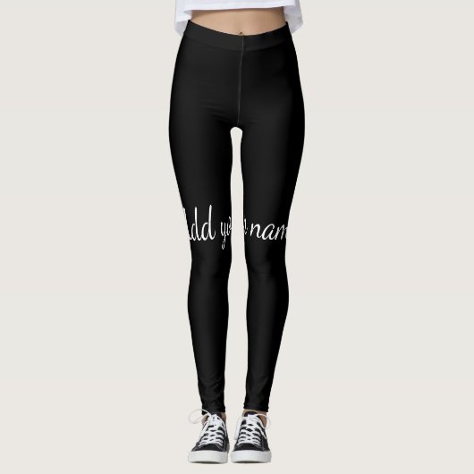 Leggings Black solid add name text here throw pillo (Devant)