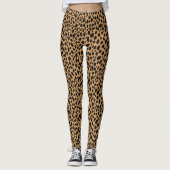 Leggings Black Tan And Brown Safari Leopard Skin Pattern (Devant)