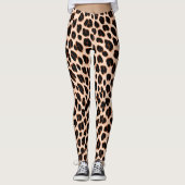 Leggings Black Tan White Safari Leopard Skin Pattern Print (Devant)
