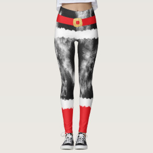 Leggings Black Tie Dye Santa Claus Costume Noël