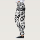 Leggings Black White Geometric Tribal Pattern Aztec Boho (Gauche)