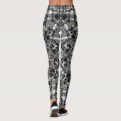 Leggings Black white, openwork, mandala (Dos)