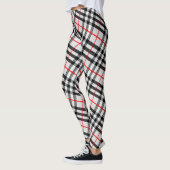 Leggings Black White Red Classic Checkered Fabric (Gauche)