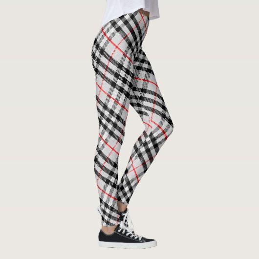 Leggings Black White Red Classic Checkered Fabric (Droite)