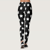 Leggings Black White Stars Motif Décor (Dos)