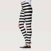 Leggings Black White Stripe tendance Coeur rose Valentine (Gauche)