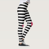 Leggings Black White Stripe tendance Coeur rose Valentine (Droite)