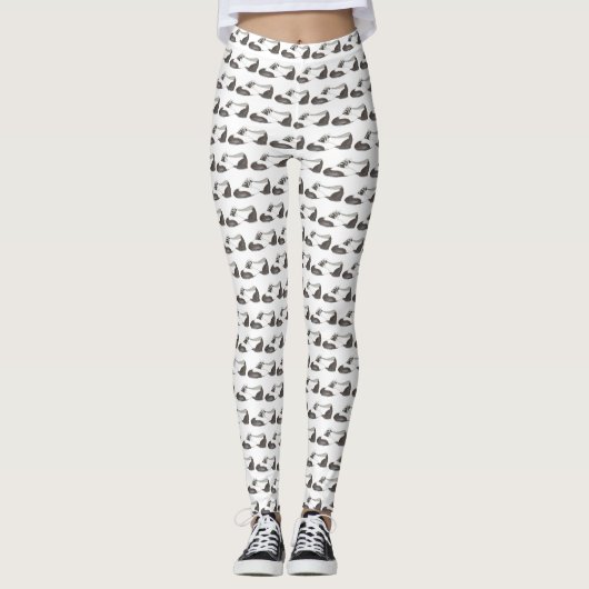 Leggings Black White Tap Oxford Dance Chaussure Dancer Legg (Devant)