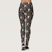 Leggings Black White Wolves Moonlight Autumn Leaves (Dos)