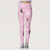 Leggings Black Widow Spider Webs Pastel Pink Costume Leggin (Devant)