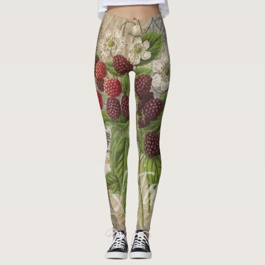 Leggings Blackberries Floral Garden Flower Papillon Art (Devant)