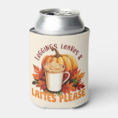 Leggings, bladeren en lattes alsjeblieft - Herfst  Blikjeskoeler (Blikje Voorkant)