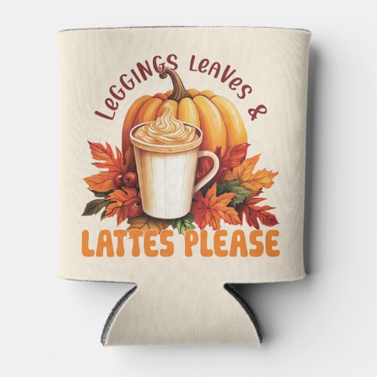 Leggings, bladeren en lattes alsjeblieft - Herfst  Blikjeskoeler (Voorkant)