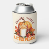 Leggings, bladeren en lattes alsjeblieft - Herfst  Blikjeskoeler (Blikje Achterkant)