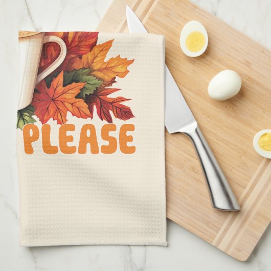 Leggings, bladeren en lattes alsjeblieft - Herfst  Theedoek (Quarter Fold)