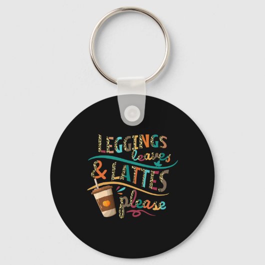 Leggings bladeren en lattes graag pompoen sleutelhanger (Voorkant)