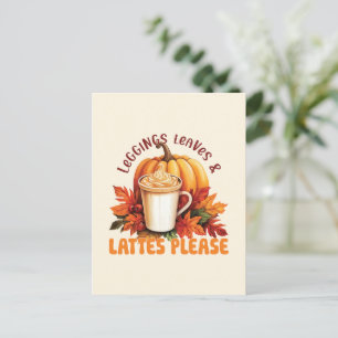 Leggings. Bladeren & Lattes alsjeblieft Briefkaart