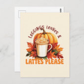 Leggings. Bladeren & Lattes alsjeblieft Briefkaart (Voorkant / Achterkant)