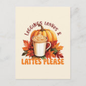 Leggings. Bladeren & Lattes alsjeblieft Briefkaart (Voorkant)