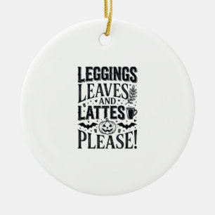 Leggings Bladeren Lattes Halloween Herfst Koffie O Keramisch Ornament