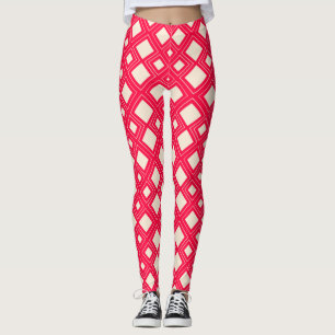Leggings Blanc Antique et Diamant Abstrait Rose Américaine