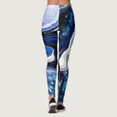 Leggings Blanc argenté, texture marbré d'eau profonde. (Dos)