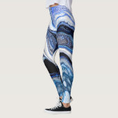 Leggings Blanc argenté, texture marbré d'eau profonde. (Gauche)