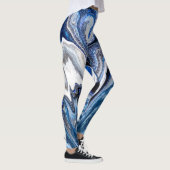 Leggings Blanc argenté, texture marbré d'eau profonde. (Droite)