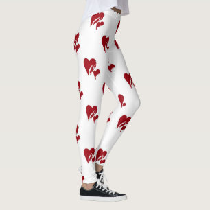 Leggings Blanc avec jambières de coeur rouge