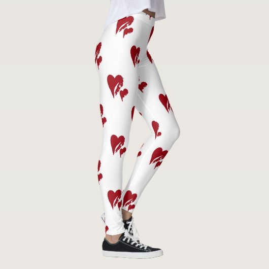 Leggings Blanc avec jambières de coeur rouge (Droite)