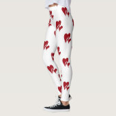 Leggings Blanc avec jambières de coeur rouge (Gauche)