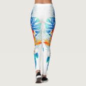 Leggings Blanc avec légendes de fleurs tropicales (Dos)