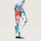 Leggings Blanc avec légendes de fleurs tropicales (Droite)