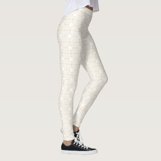 Leggings Blanc avec Motif Carré Gold (Droite)